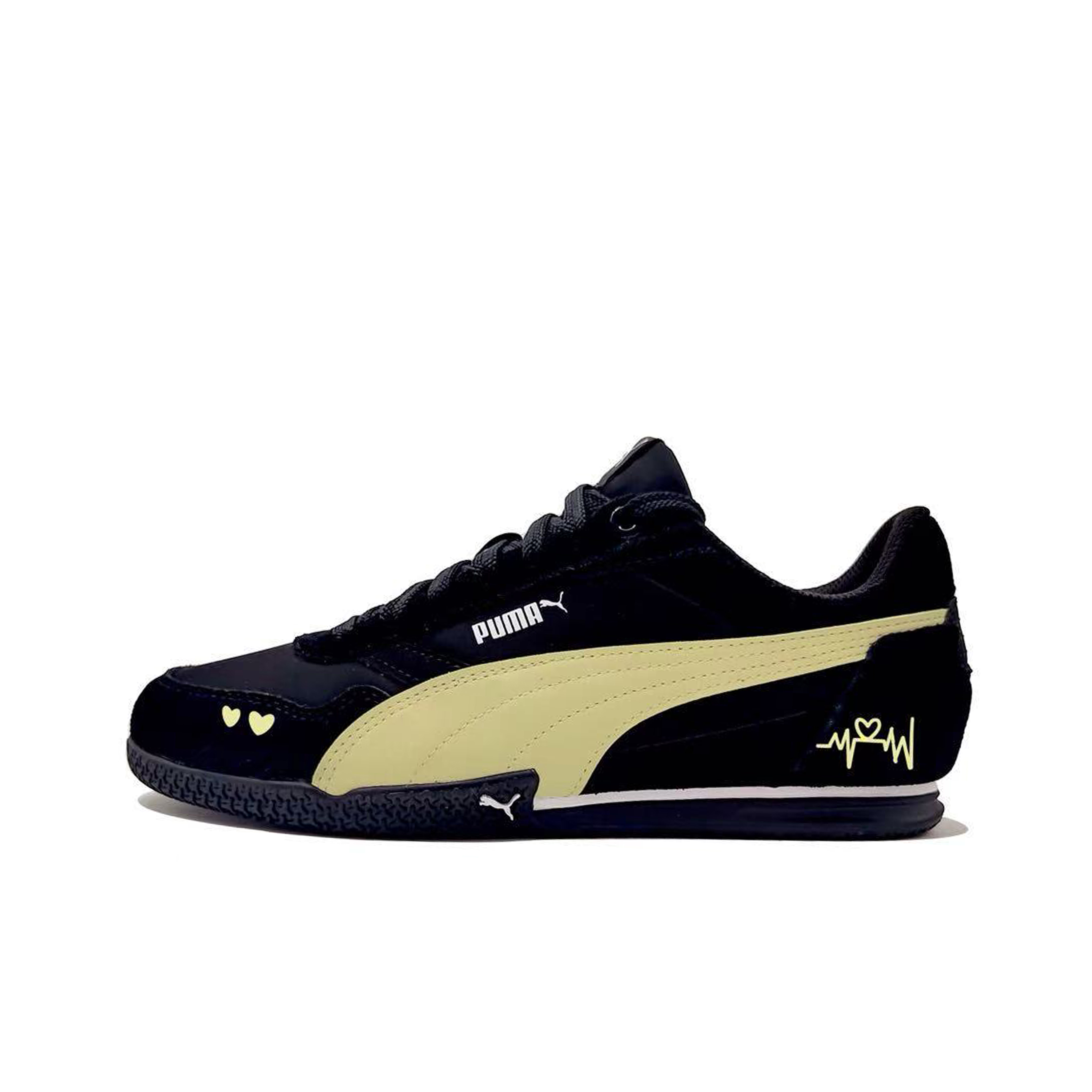 PUMA BELLA DONNA Heartbeat Trajectory MH Project Cushioning Breathable Low top Casual Shoes Women's Black Yellow