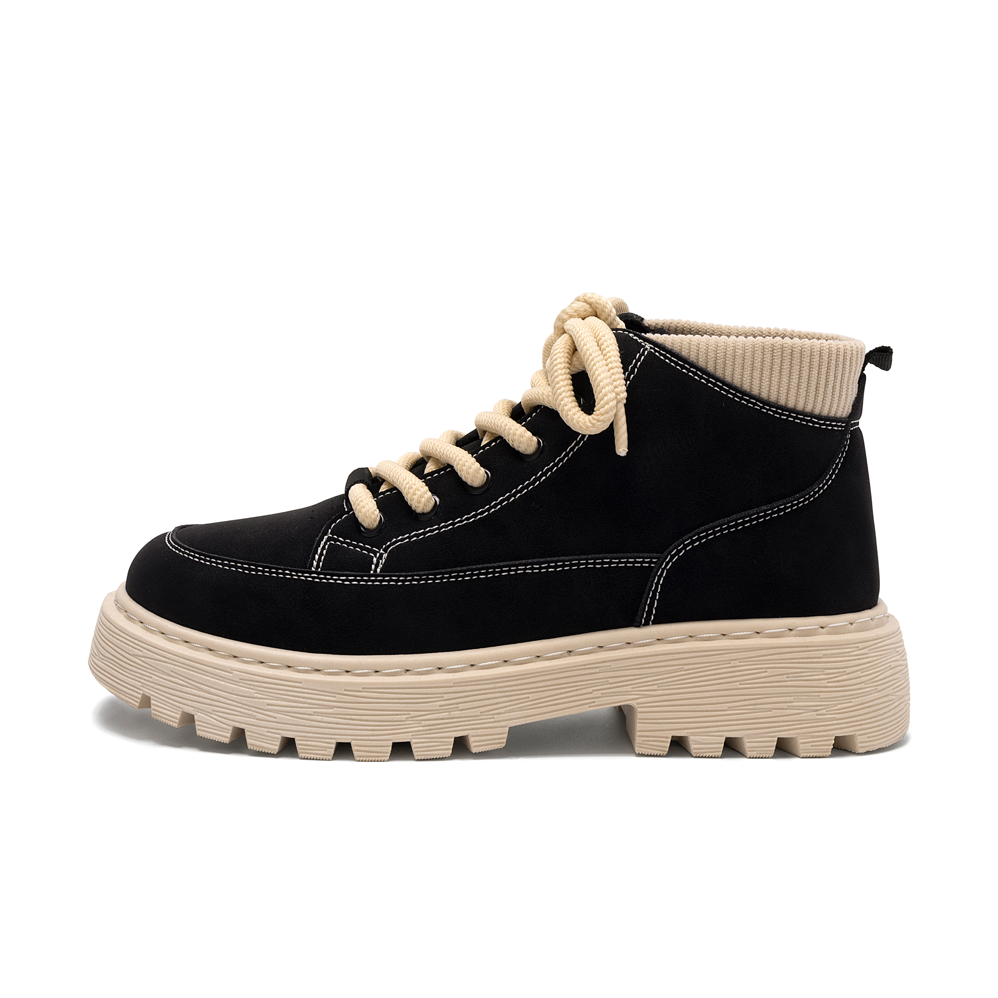 Global HUANQIU Year of the Horse limited edition Black Warrior, comfortable, fashionable, versatile, casual, sports, retro, niche, thick sole, inner heightening, short Martin boots, 4cm, men's style