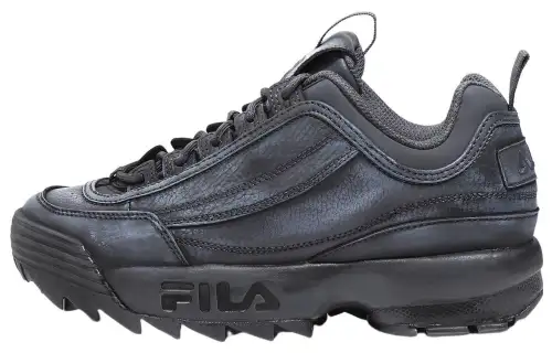 FILA Disruptor 2 Dying Synthetic Leather, Leather Abrasion Resistant Low top Casual Shoes Unisex Black Korean Style