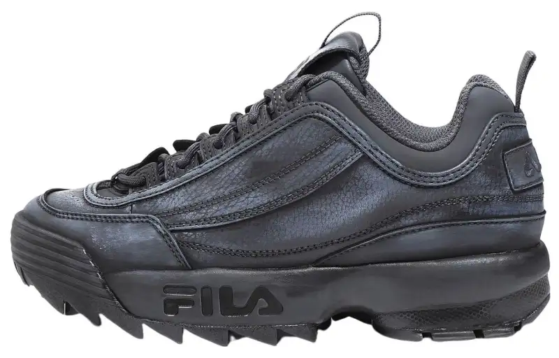 FILA Disruptor 2 Dying Synthetic Leather, Leather Abrasion Resistant Low top Casual Shoes Unisex Black Korean Style