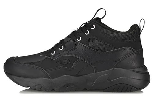 Li Ning Defender Textile, Artificial Leather Cushioning Abrasion Resistant Coverage Support Mid top Casual Shoes Unisex