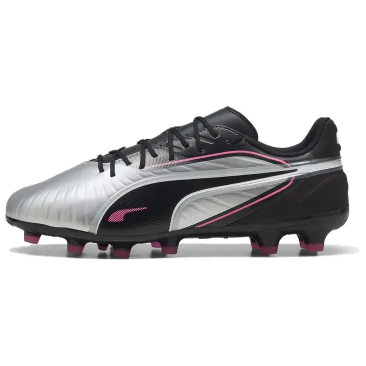 PUMA KING MATCH Artificial Turf Soccer Shoes Unisex Silver Black