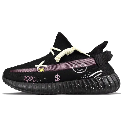 Adidas Originals Yeezy Boost 350 V2 Slip Resistant Slip Resistant Low top Casual Shoes Unisex Black Pink