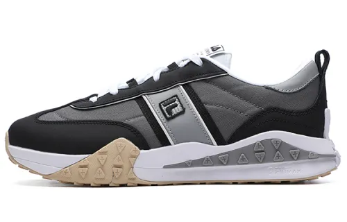 FILA Brick Textile, Synthetic Leather, Split Cow Leather Low top Casual Shoes Men's Gray Black