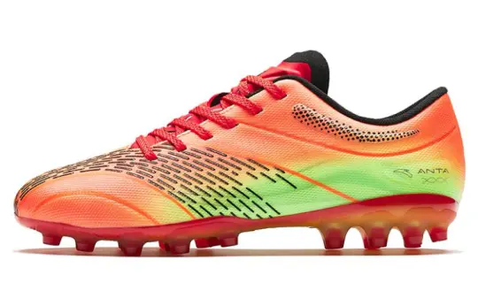 Anta MG Comfortable Slip Resistant Soccer Shoes Men's Fluorescent Laser Red