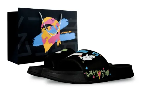 FILA FUSION COMO Graffiti Slip Resistant Quick Dry Slide Slippers Men's Black