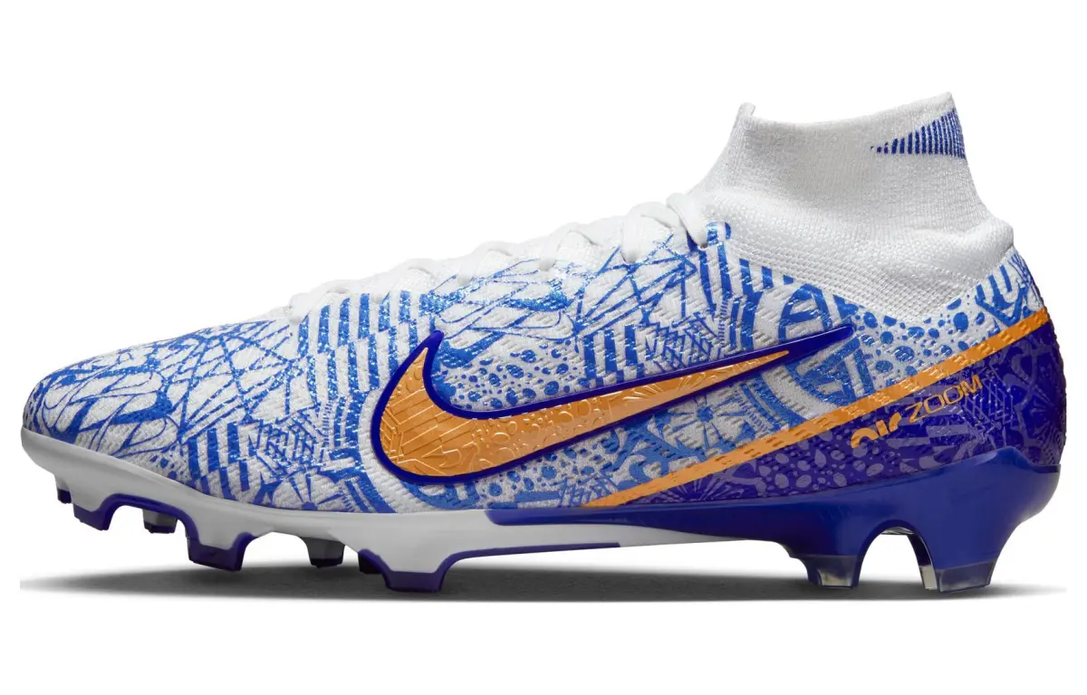 Nike Mercurial Superfly 9 FG Firm Ground Natural Grass Fabric Hard Court Soccer Shoes Men's White Blue