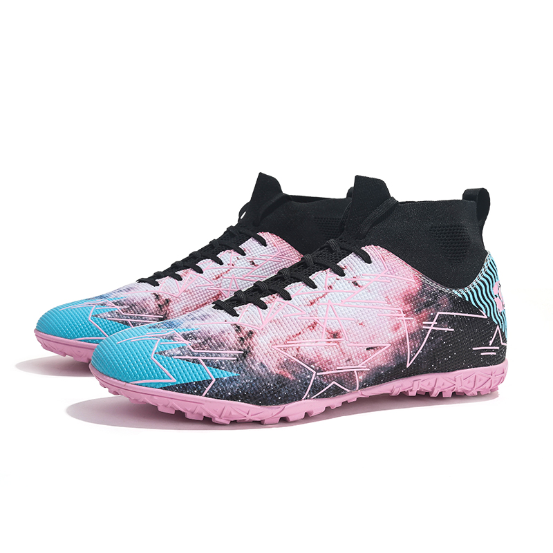 Jifffly Cushioning Slip Resistant Abrasion Resistant Breathable Support Soccer Shoes Unisex Nebula Pink