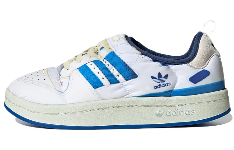 Adidas Originals Puffylette Textile, Leather Abrasion Resistant Lightweight Low top Casual Shoes Men's White Blue