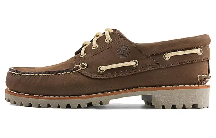 Timberland Leather Slip Resistant Abrasion Resistant Low top Casual Shoes Men's Dark Brown