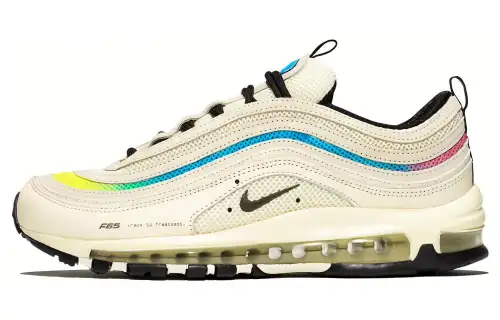 Nike Air Max 97 Abrasion Resistant Breathable Low top Sports Casual Shoes Men's White Black
