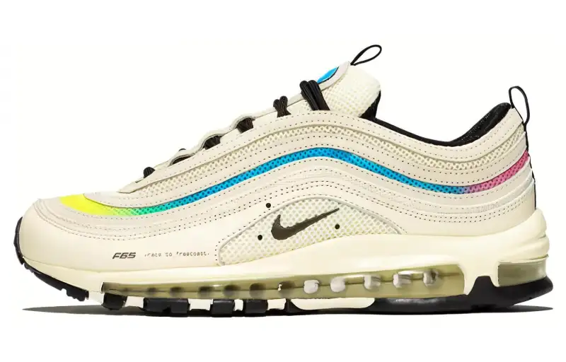 Nike Air Max 97 Abrasion Resistant Breathable Low top Sports Casual Shoes Men's White Black