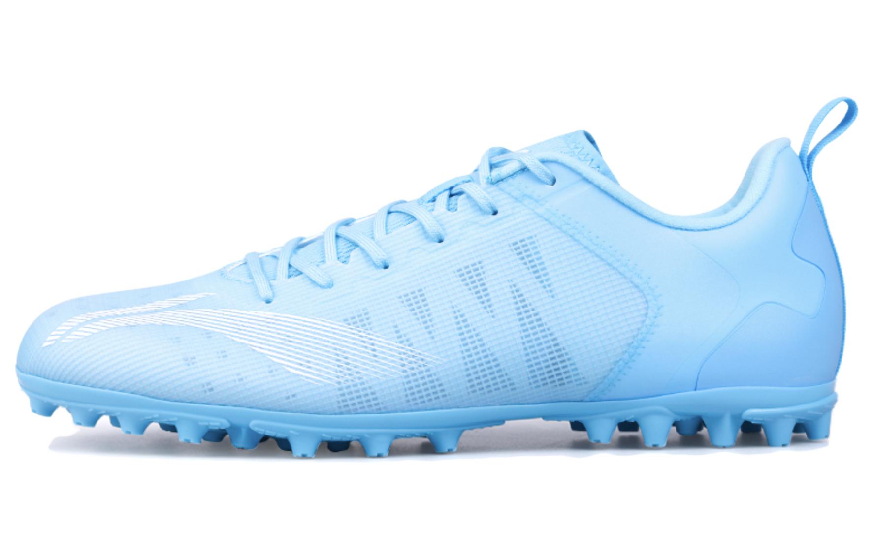 Li Ning MG Multi Ground Artificial Turf Cushioning, Wear Resistant Soccer Shoes Men's White Moon Blue