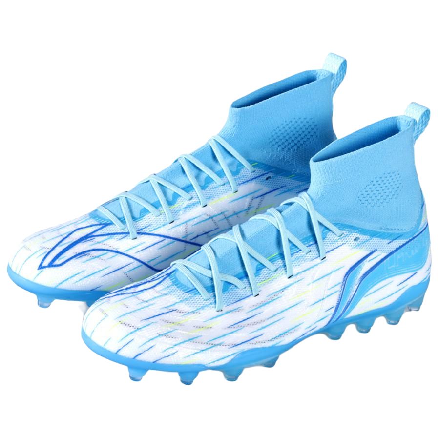 Li Ning MG Multi Ground Soft Ground Cushioning Breathable Soccer Shoes Men’s White Blue