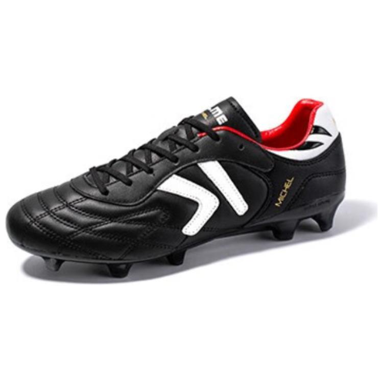 KELME FG Firm Ground Cow Leather, Synthetic Leather Soccer Shoes Men’s Black White