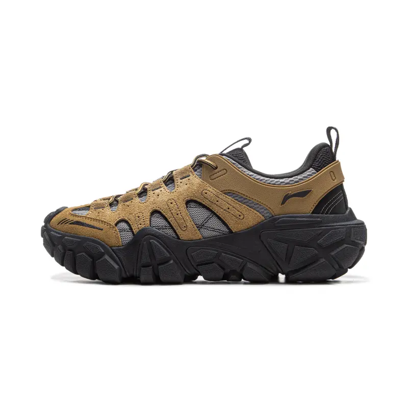 Li Ning Sand Dune Cow Split Leather Breathable Low top Casual Shoes Men's Umber