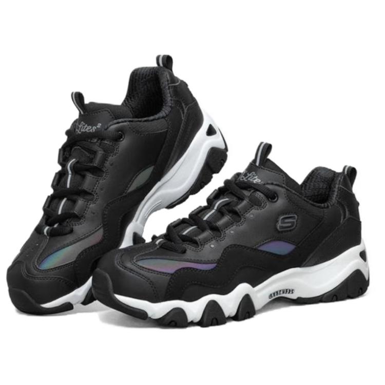Женские кроссовки Skechers D'Lites 2.0 (черно-белый) — Чёрныйбелый — фото 3