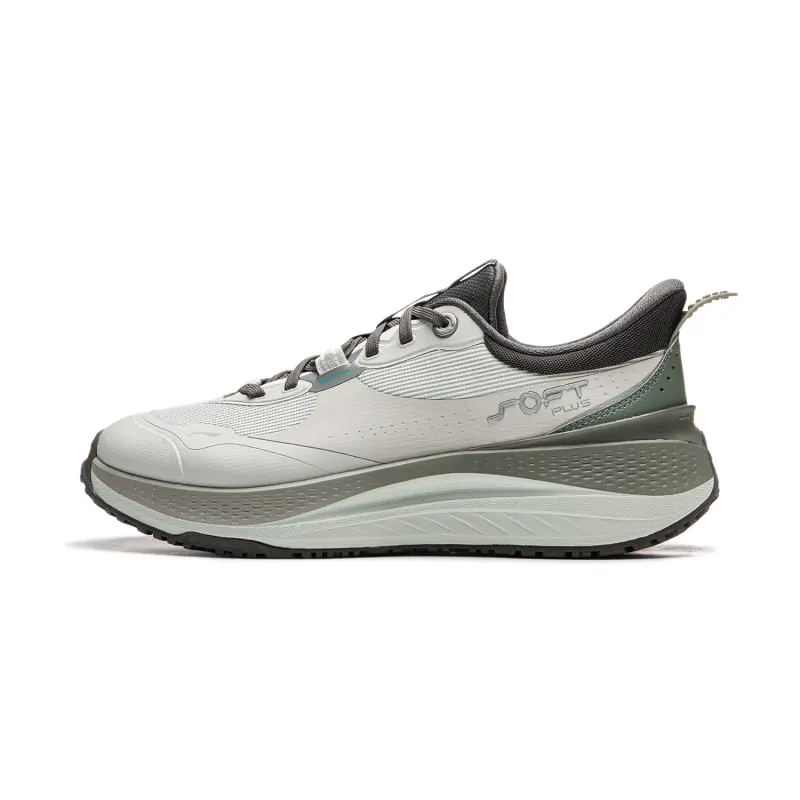 Li Ning SOFT PLUS Slip Resistant Abrasion Resistant Low top Casual Shoes Men's Gray Black