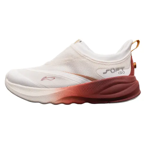 Li Ning SOFT GO 2 Cushioning Abrasion Resistant Breathable Coverage Low top Casual Shoes Women's White Red