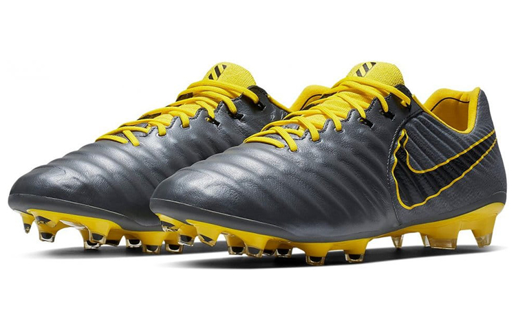 Мужские кроссовки Nike Tiempo Legend 7 Elite FG (серо-желтые) — Серый / жёлтый — фото 3