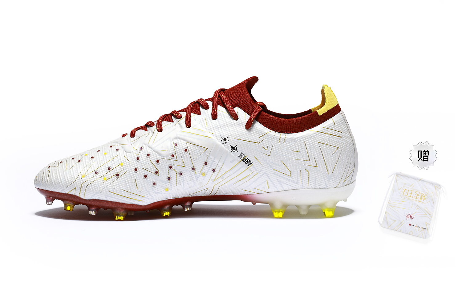 KELME Lightning 3.0 MG Multi Ground Slip Resistant Abrasion Resistant Soccer Shoes Unisex White Gold