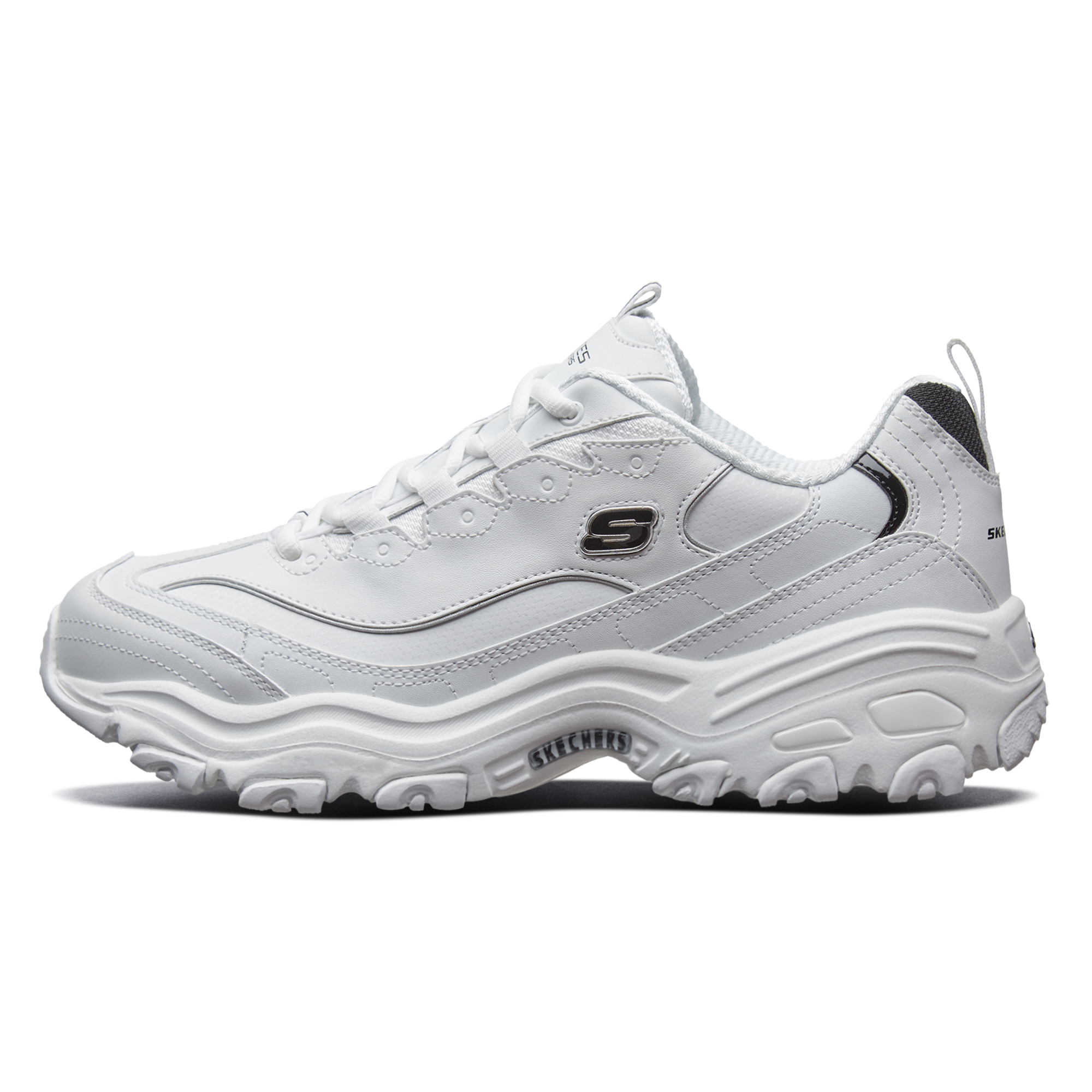 Skechers Skechers D'LITES 1.0 Panda Shoes Black Label White Bear Fashionable and Versatile White Shoes Thick Sole Height Increase Life Casual Shoes Men's White