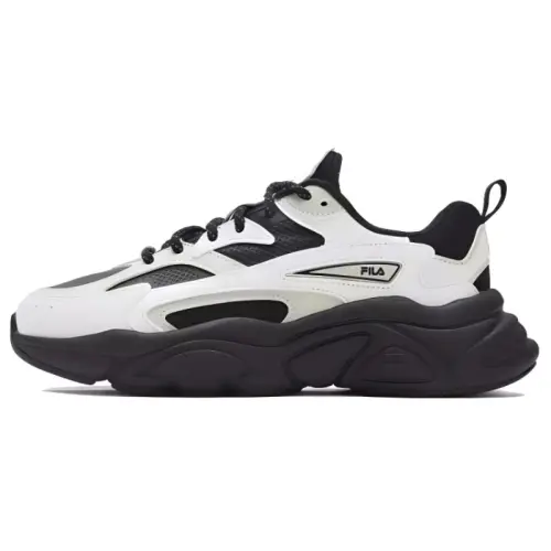 FILA Fila MARS 1S fabric synthetic leather Mars trendy and versatile shock-absorbing, wear-resistant, breathable and wrapped, low-cut dad shoes, women's style, black and white
