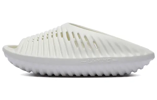 Li Ning Jet Sky Black Slay Quiet Abrasion Resistant Slide Slippers Unisex Cream White