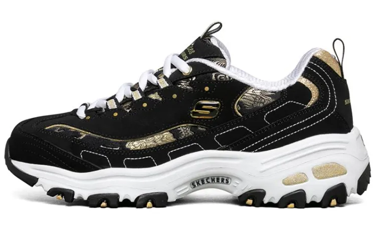 Skechers D Lites 1.0 Black/White/Golden Women's