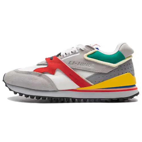 Li Ning Fashion Slip Resistant, Abrasion Resistant, Lightweight Low top Casual Shoes Men's White Gray