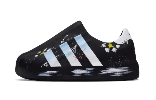 Adidas Originals AdiFOM Superstar Floral World Slip Resistant Low top Casual Shoes Unisex Black Blue