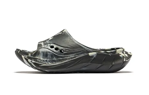 Saucony Slip Resistant Abrasion Resistant Slide Slippers Unisex Dark Gray Beige
