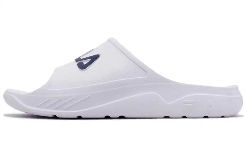 FILA Comfortable Round Toe Rubber Sole Slide Slippers Men's White