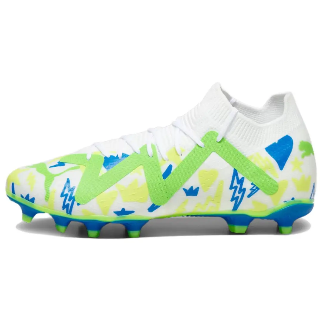 PUMA Future AG Artificial Ground FG Firm Ground Breathable Soccer Shoes Men's White Yellow Green
