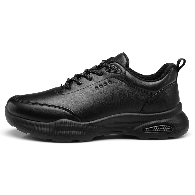 Qiangren 3515 genuine leather business commuter sports leather shoes, thick sole, trendy and versatile, men's casual, men's style, black