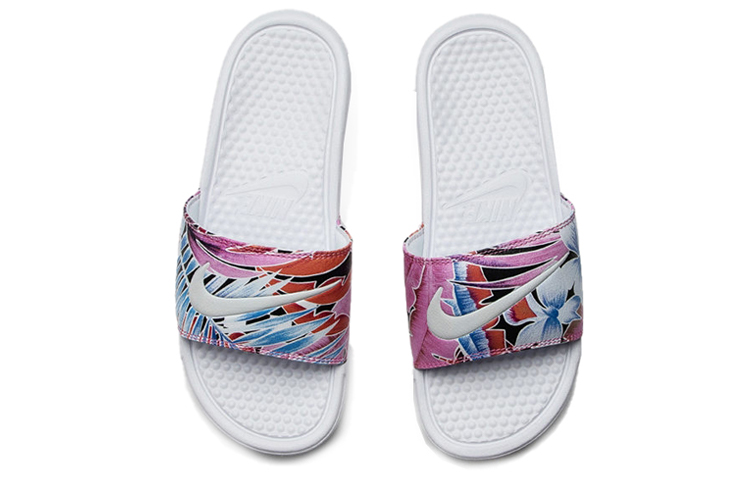 Шлепки Nike Benassi Just Do It JDI Floral Pack (бело-цветные) — фото 3