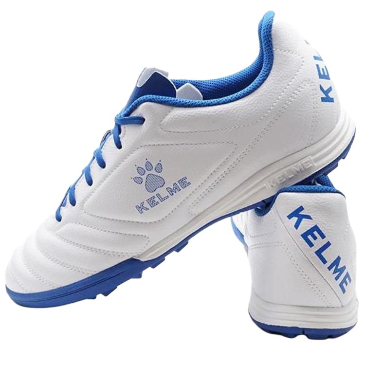 KELME Youth Training Collection TF Turf Artificial Turf Soccer Shoes Unisex White Royal Blue