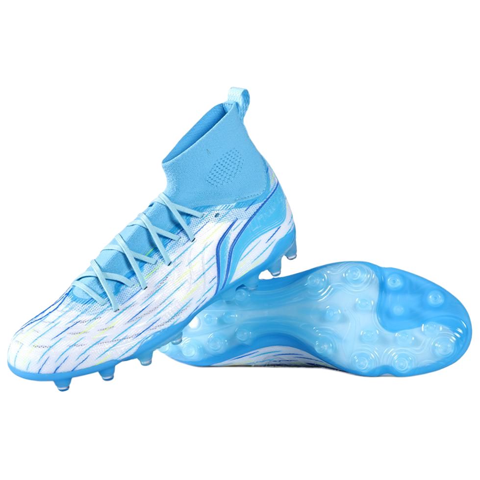 Li Ning MG Multi Ground Soft Ground Cushioning Breathable Soccer Shoes Men’s White Blue