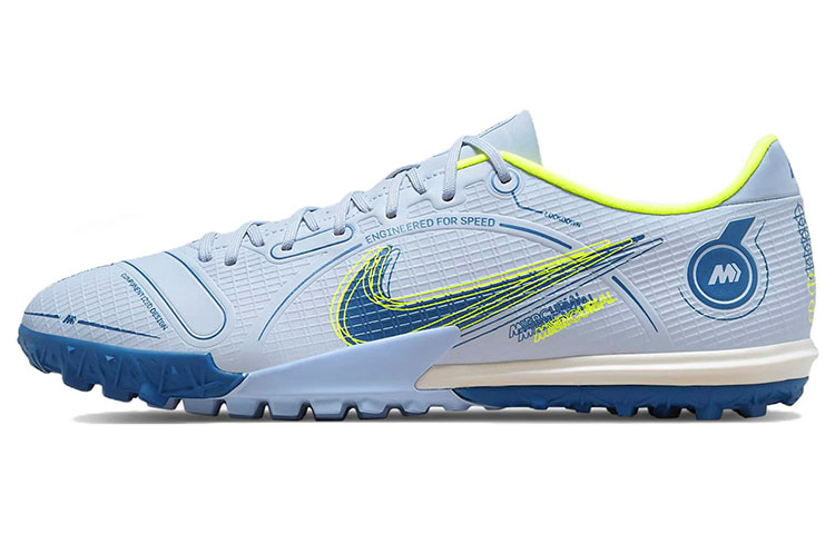 Nike Mercurial Vapor 14 Academy round toe lace-up TF (glue spikes) hard grass artificial grass shock-absorbing anti-slip wear-resistant football shoes men and women same style blue
