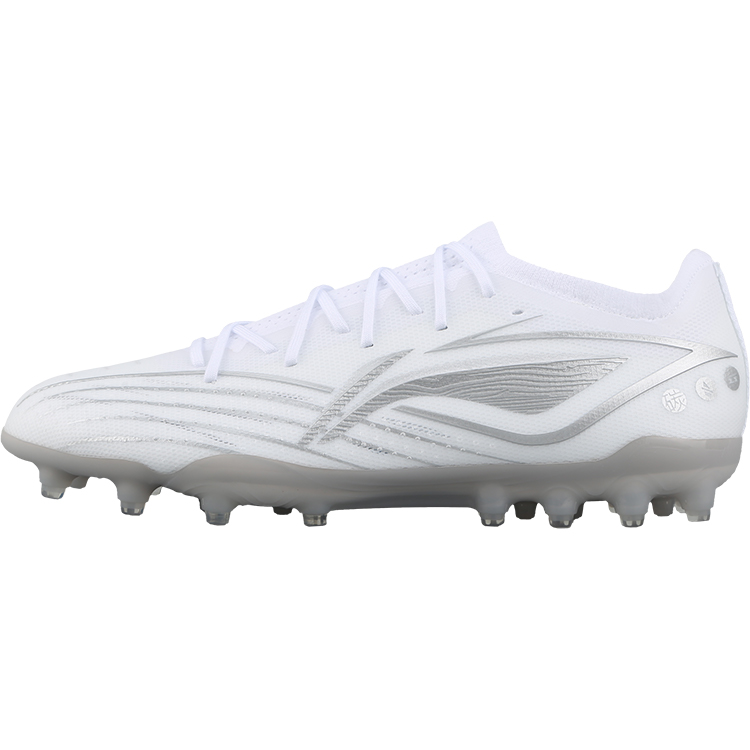 Li Ning MG Multi Ground Artificial Turf Slip Resistant Abrasion Resistant Soccer Shoes Men’s White Silver