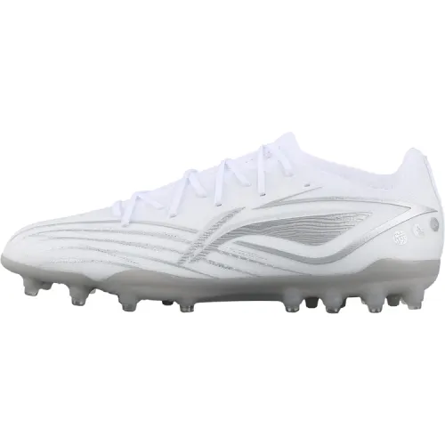 Li Ning MG Multi Ground Artificial Turf Slip Resistant Abrasion Resistant Soccer Shoes Men's White Silver