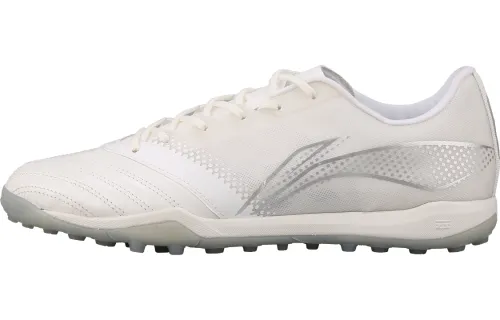 Li Ning TF Rubber Broken Studs IC/in Artificial Turf Cushioning Soccer Shoes Men's White Silver