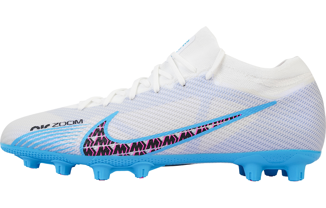 Nike Zoom Vapor 15 Mercurial Pro Mercurial 15 round toe comfort HG (glue short nails) shock-absorbing, wear-resistant and breathable football shoes for men, white and blue