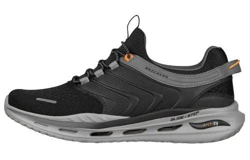 Skechers ARCH FIT ORVAN Textile, Leather Comfortable Low top Casual Shoes Men's Black Gray