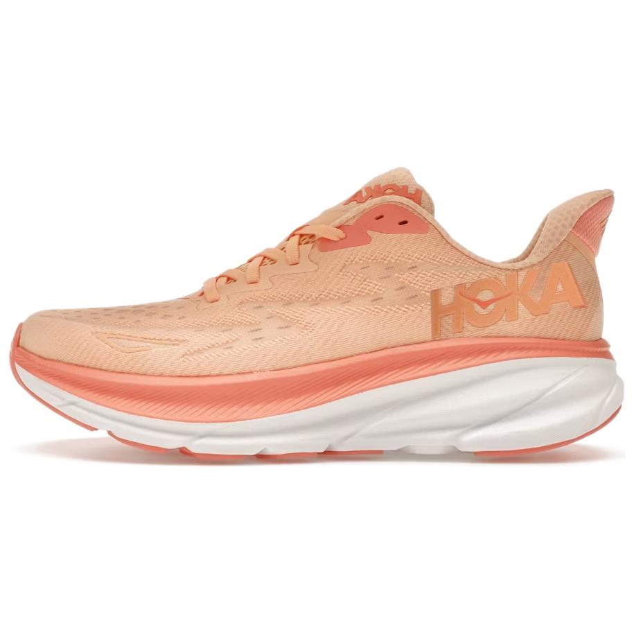 Женские кроссовки HOKA Clifton 9 (розово-оранжевые)