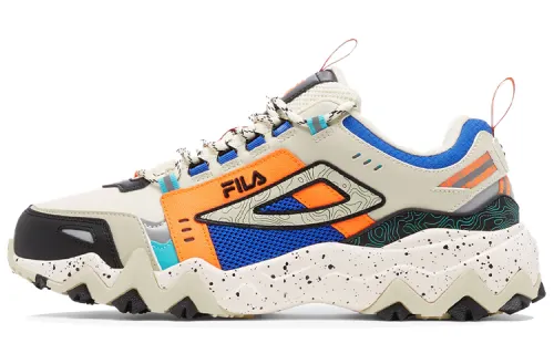 FILA Oakmont Textile, Leather Low top Casual Shoes Men's White Blue Orange