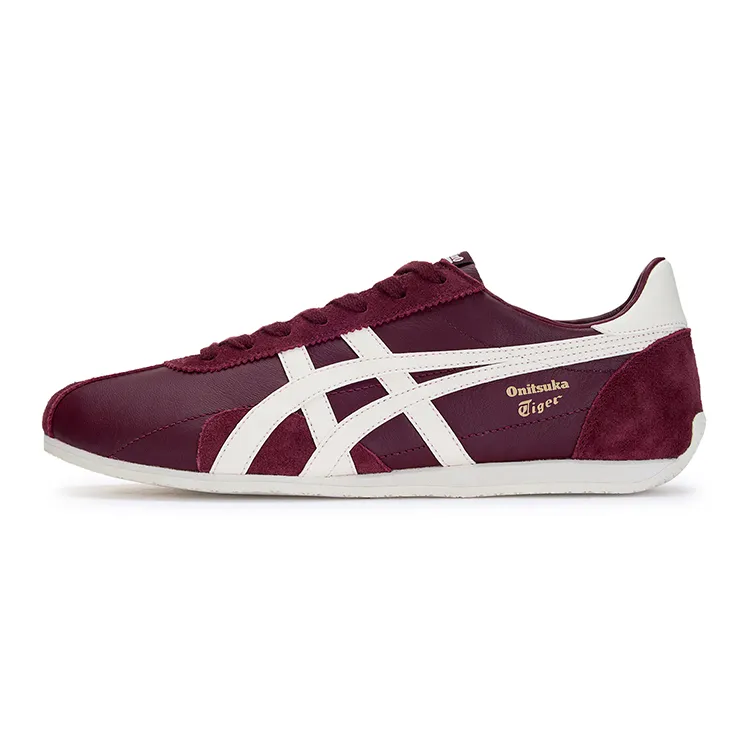 Onitsuka Tiger Runspark Comfortable Round Toe Slip Resistant Abrasion Resistant Low top Casual Shoes Unisex Burgundy
