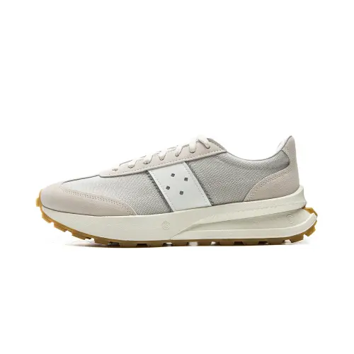 Li Ning Light Boat Slip Resistant Abrasion Resistant Mid top Casual Shoes Unisex Ecru