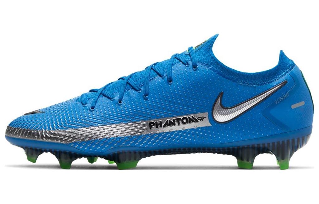 Nike Phantom GT Elite comfortable and versatile FG (glue spikes) non-slip, wear-resistant, impact-resistant and lightweight football shoes for men, blue and silver