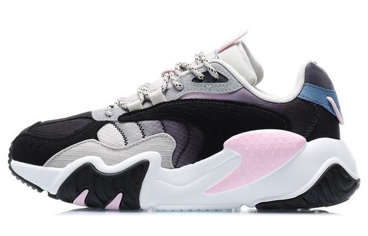 Li Ning Cat Paw Lite Cushioning Slip Resistant Abrasion Resistant Low top Running Shoes Women's Black Gray